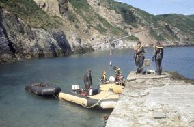 A group of divers at Lundy in the late 1960s