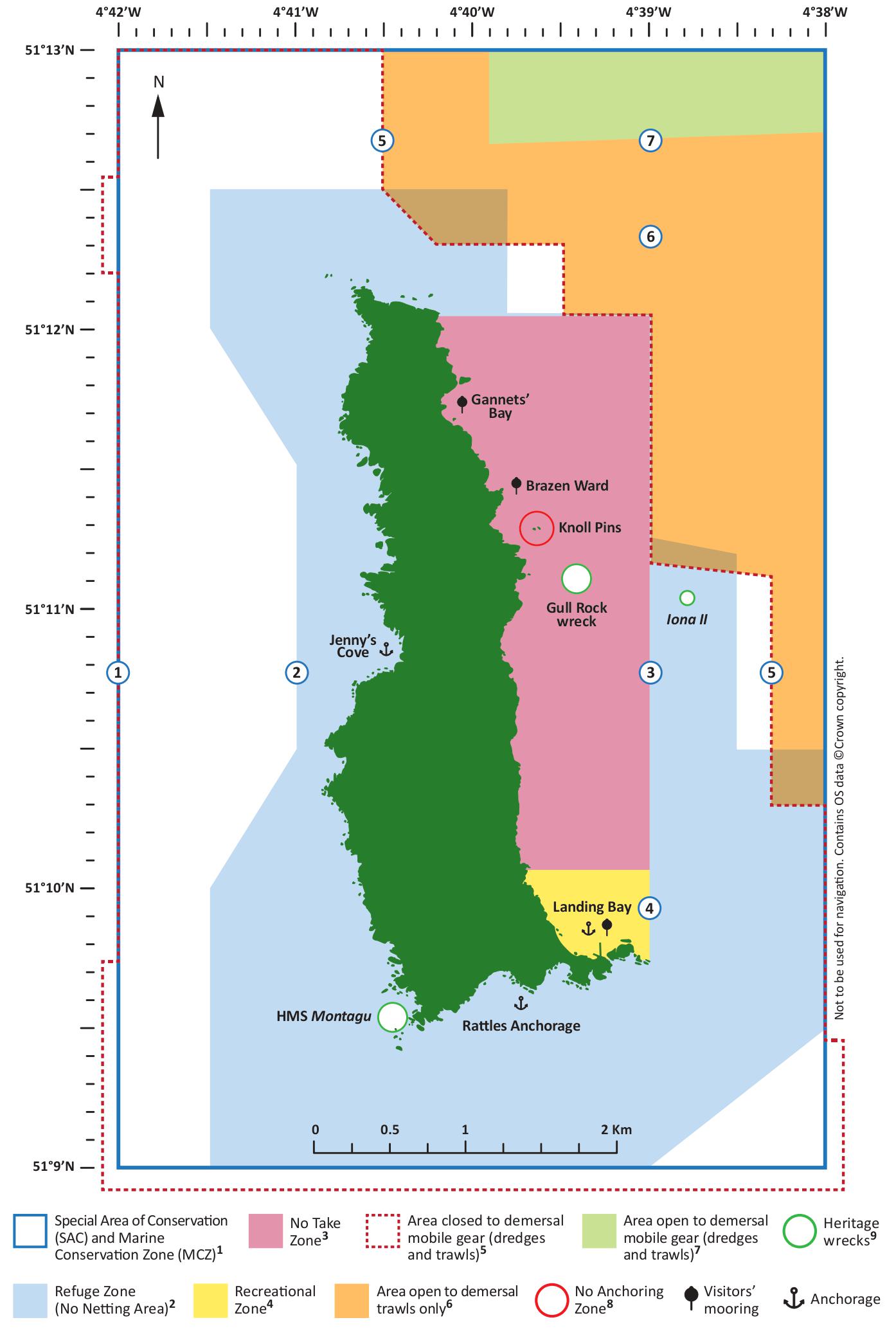 The current (2019) Zoning Scheme (including the No Take Zone in pink)